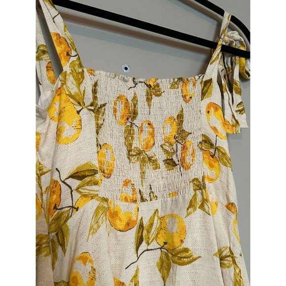 Urban Outfitters Lemon Yellow Linen Summer Ruffle Medium Tie Shoulder Mini Dress - Picture 12 of 15